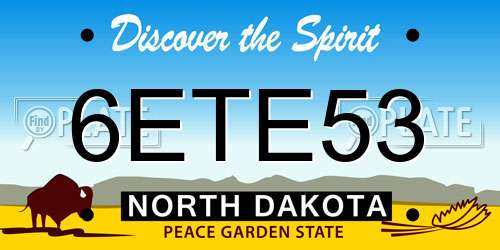 6ETE53 North Dakota License Plate