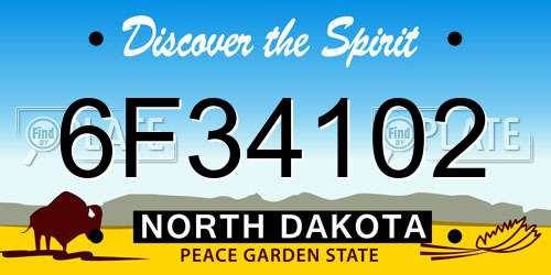 6F34102 North Dakota License Plate