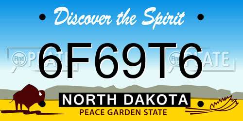 6F69T6 North Dakota License Plate