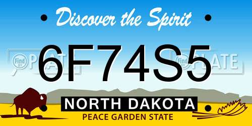 6F74S5 North Dakota License Plate
