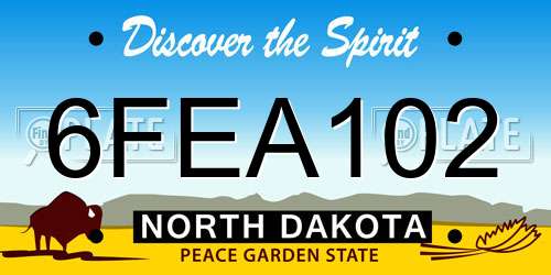 6FEA102 North Dakota License Plate