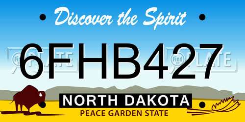 6FHB427 North Dakota License Plate