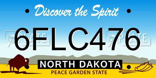 6FLC476 North Dakota License Plate