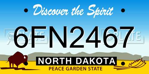 6FN2467 North Dakota License Plate