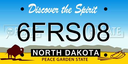 6FRS08 North Dakota License Plate