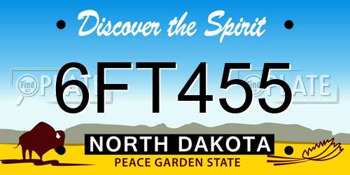 6FT455 North Dakota License Plate