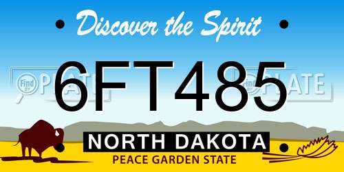 6FT485 North Dakota License Plate
