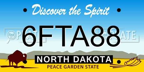 6FTA88 North Dakota License Plate