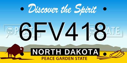 6FV418 North Dakota License Plate