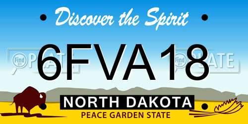 6FVA18 North Dakota License Plate
