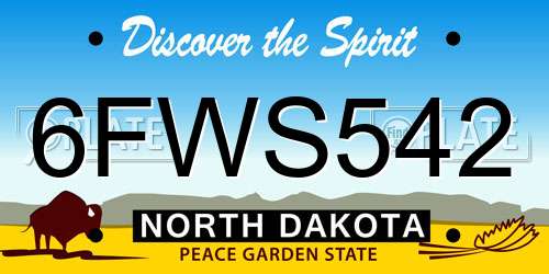 6FWS542 North Dakota License Plate