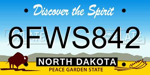 6FWS842 North Dakota License Plate