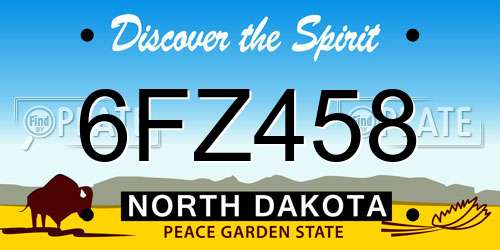 6FZ458 North Dakota License Plate