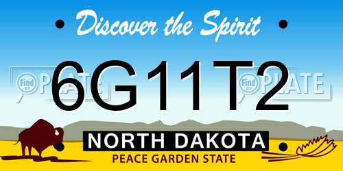 6G11T2 North Dakota License Plate