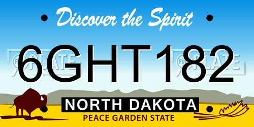 6GHT182 North Dakota License Plate