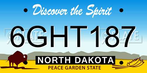 6GHT187 North Dakota License Plate