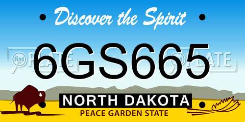 6GS665 North Dakota License Plate
