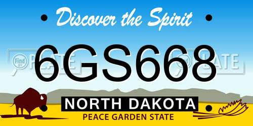 6GS668 North Dakota License Plate