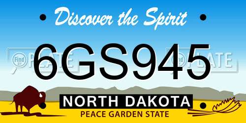 6GS945 North Dakota License Plate