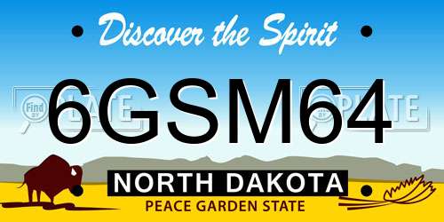 6GSM64 North Dakota License Plate