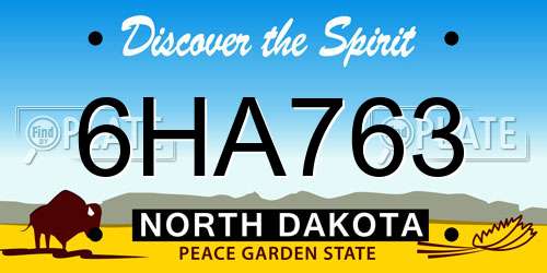 6HA763 North Dakota License Plate