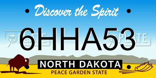 6HHA53 North Dakota License Plate
