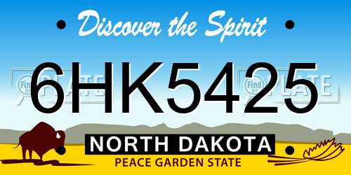 6HK5425 North Dakota License Plate