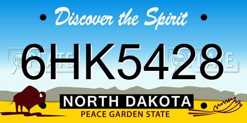 6HK5428 North Dakota License Plate