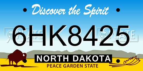 6HK8425 North Dakota License Plate