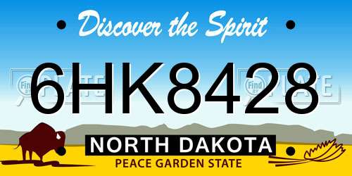 6HK8428 North Dakota License Plate