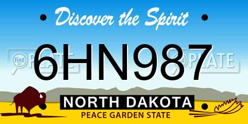 6HN987 North Dakota License Plate