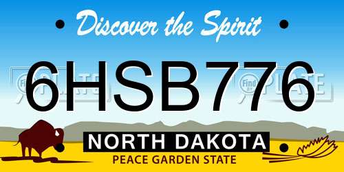 6HSB776 North Dakota License Plate