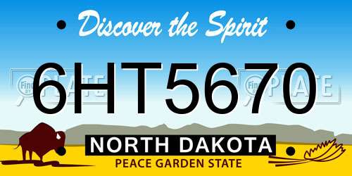 6HT5670 North Dakota License Plate