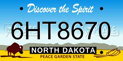 6HT8670 North Dakota License Plate