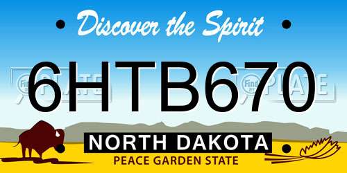 6HTB670 North Dakota License Plate