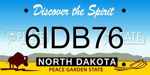 6IDB76 North Dakota License Plate