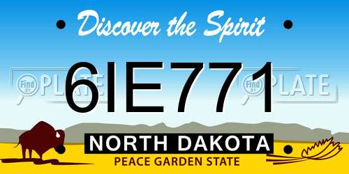 6IE771 North Dakota License Plate