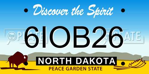 6IOB26 North Dakota License Plate