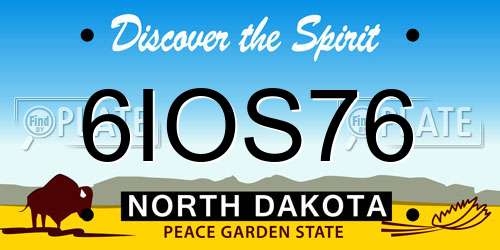 6IOS76 North Dakota License Plate