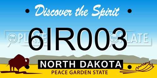 6IR003 North Dakota License Plate