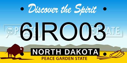 6IRO03 North Dakota License Plate