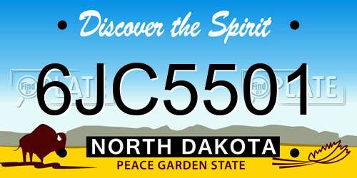 6JC5501 North Dakota License Plate