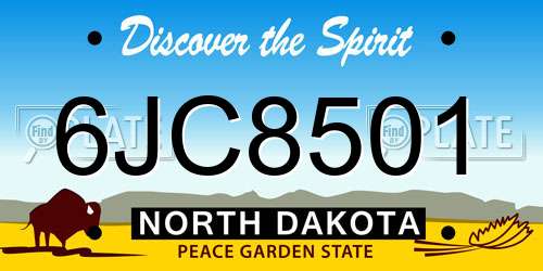 6JC8501 North Dakota License Plate