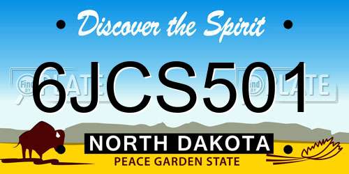 6JCS501 North Dakota License Plate