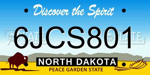 6JCS801 North Dakota License Plate
