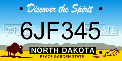 6JF345 North Dakota License Plate