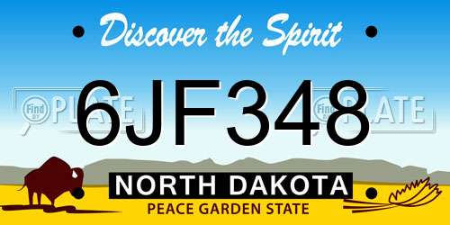6JF348 North Dakota License Plate