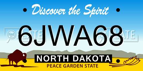 6JWA68 North Dakota License Plate