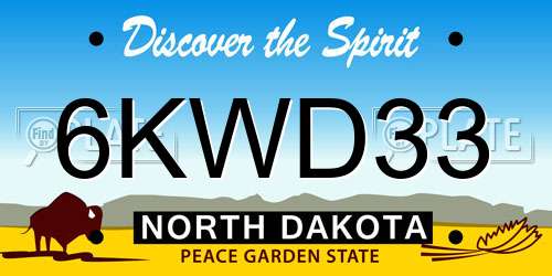 6KWD33 North Dakota License Plate