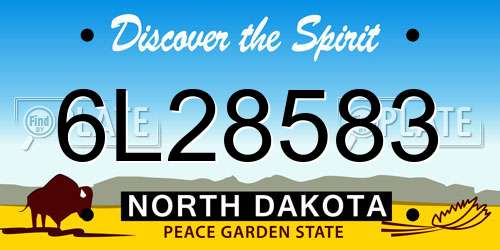 6L28583 North Dakota License Plate